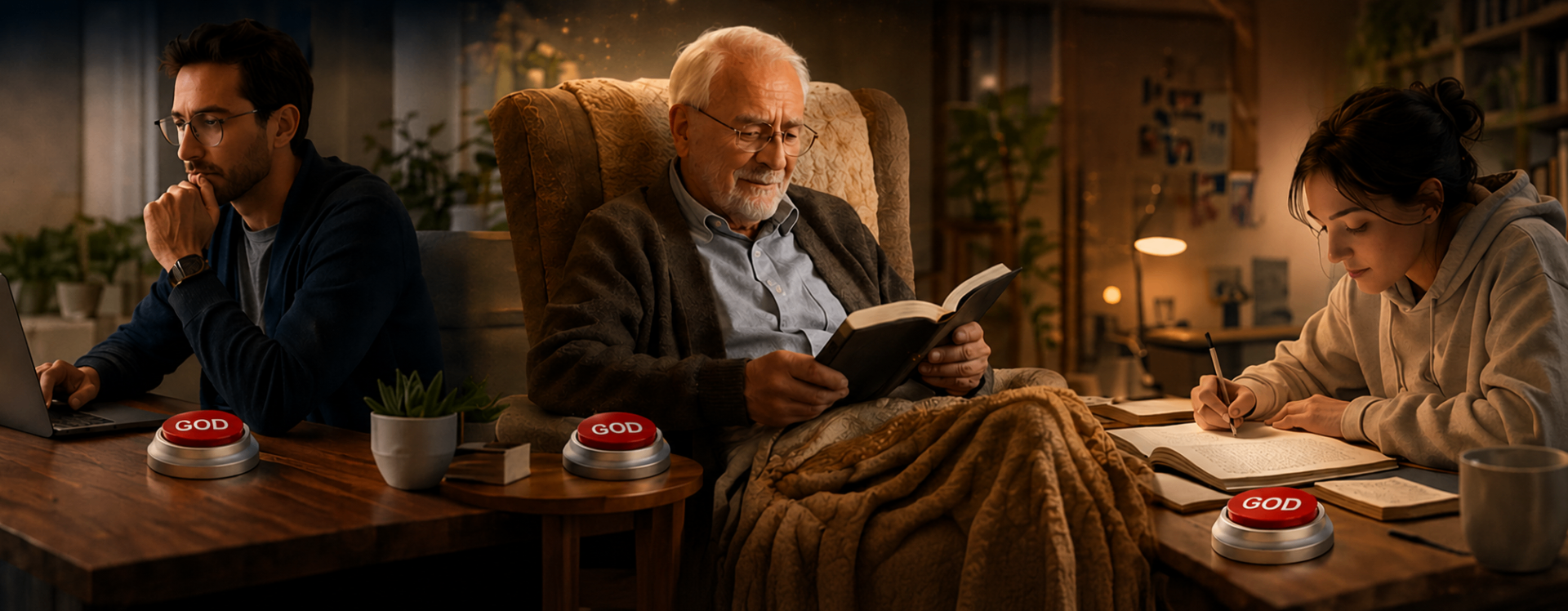 People connecting with God through the GOD Talking Button in daily life